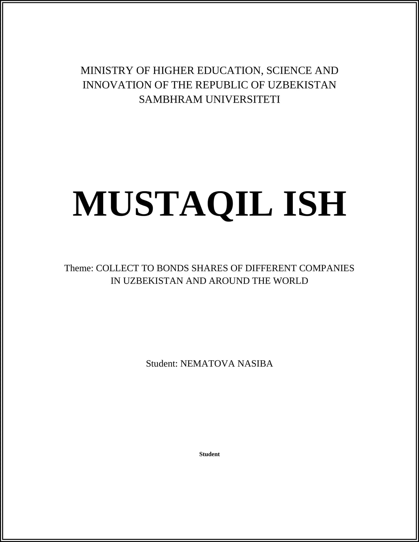 COLLECT TO BONDS SHARES OF DIFFERENT COMPANIES IN UZBEKISTAN AND AROUND THE WORLD 1