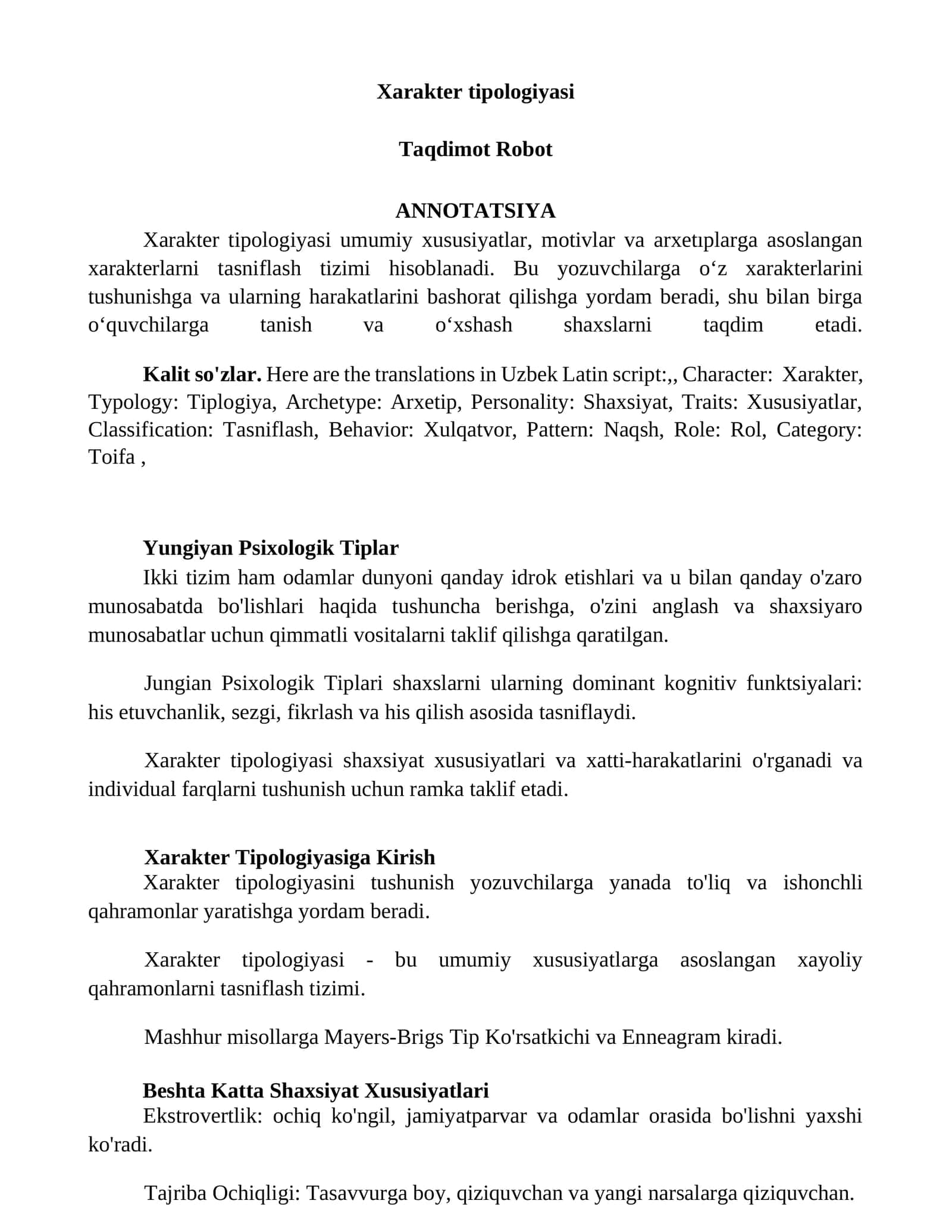 Xarakter tipologiyasi 1