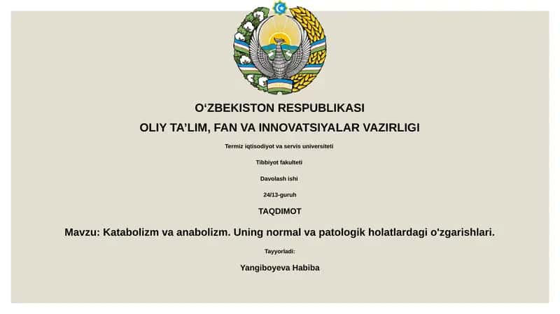 Katabolizm va anabolizm 1
