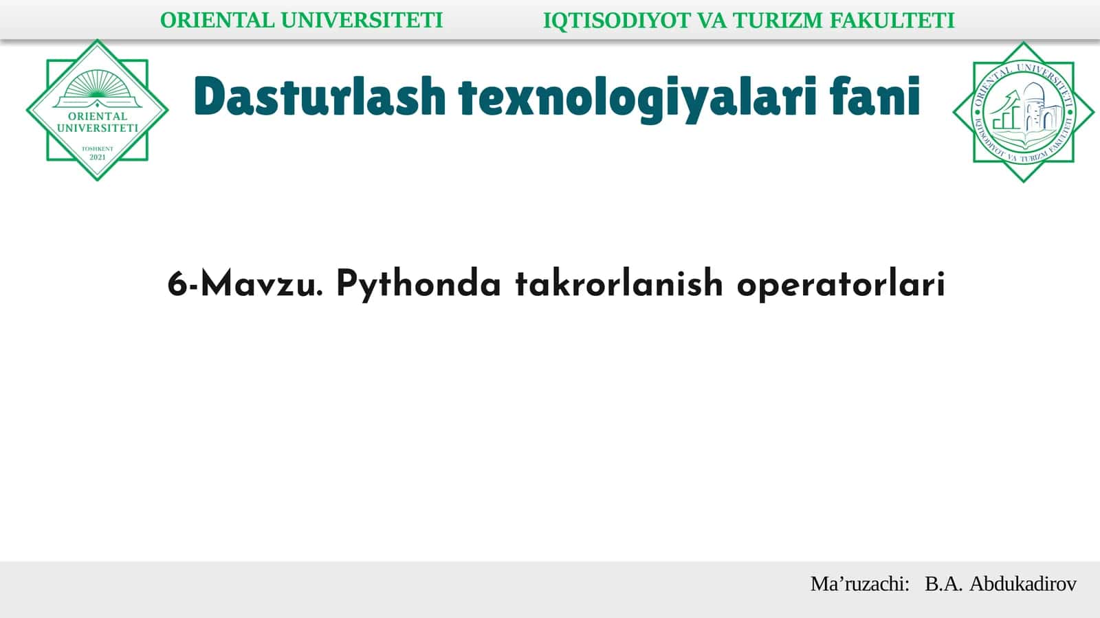 Pythonda takrorlanish operatorlari 1