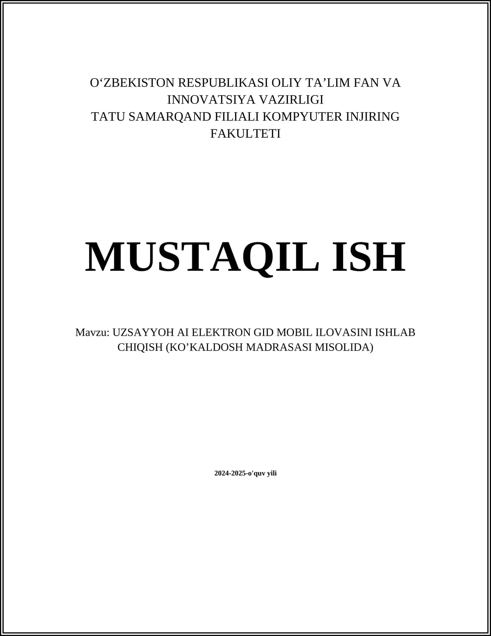 UZSAYYOH AI ELEKTRON GID MOBIL ILOVASINI ISHLAB CHIQISH (KOʼKALDOSH MADRASASI MISOLIDA) 1