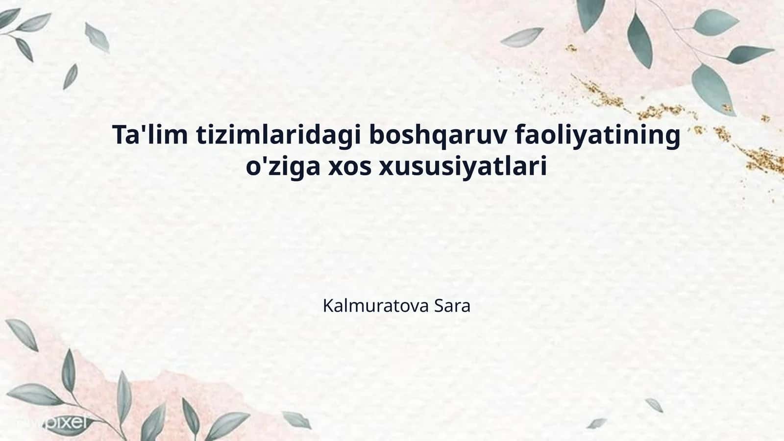 Ta'lim tizimlaridagi boshqaruv faoliyatining o'ziga xos xususiyatlari 1