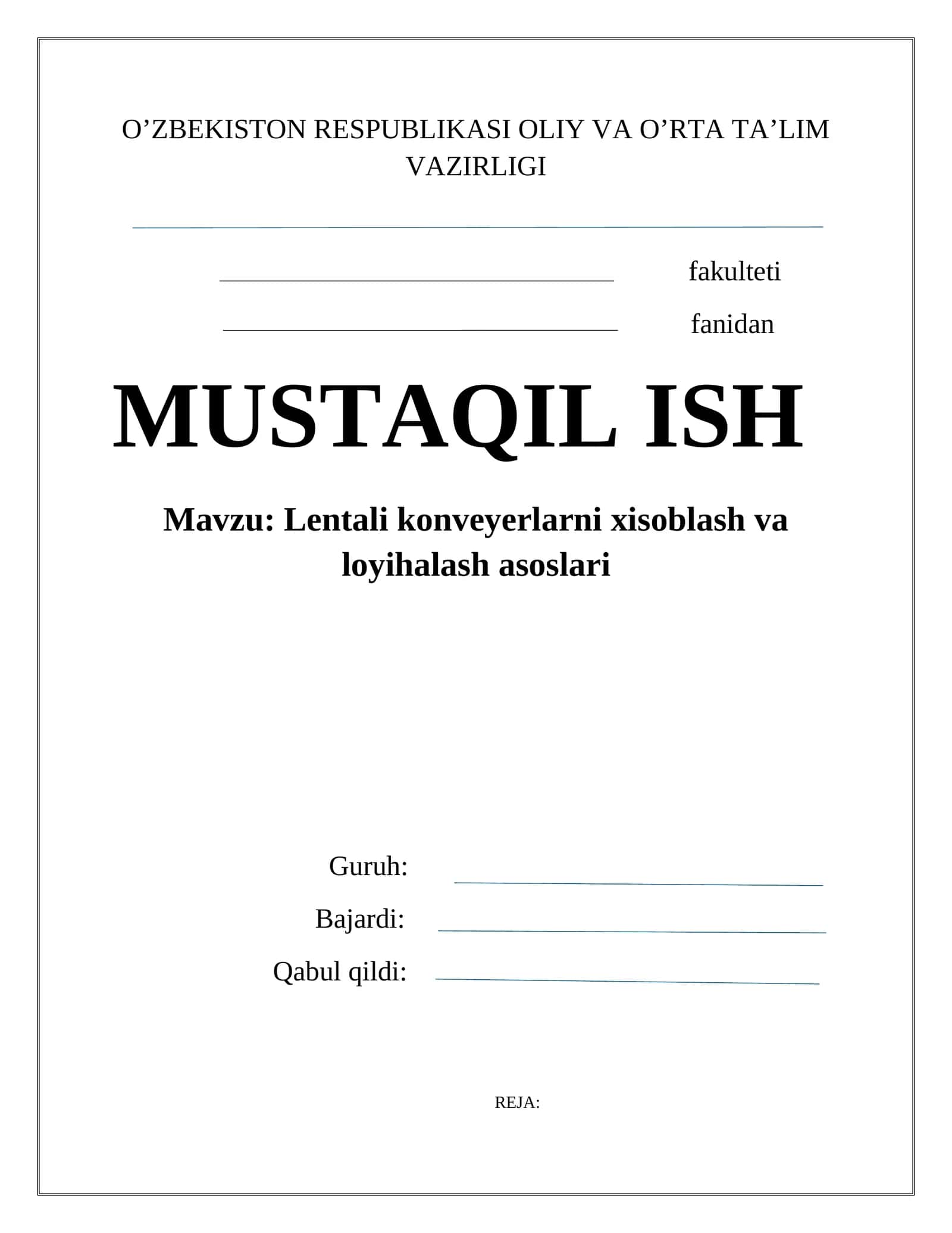 Lentali konveyerlarni xisoblash va loyihalash asoslari 1