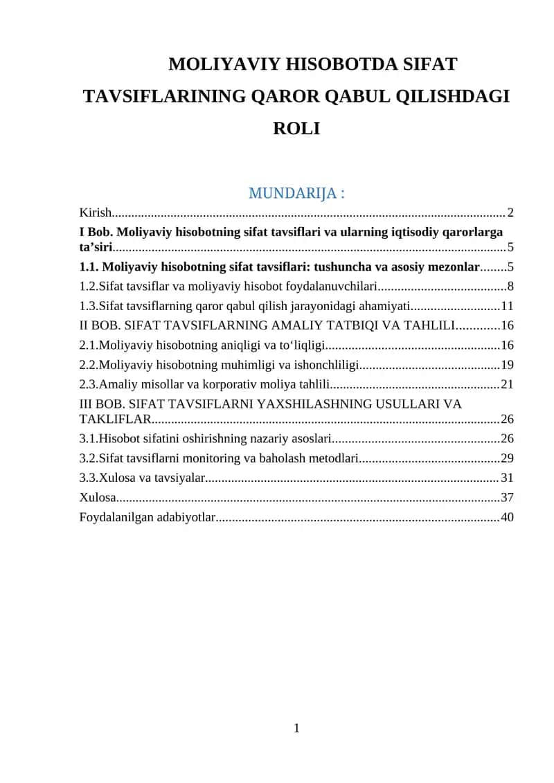 Moliyaviy hisobotlardagi sifat tavsiflari 1