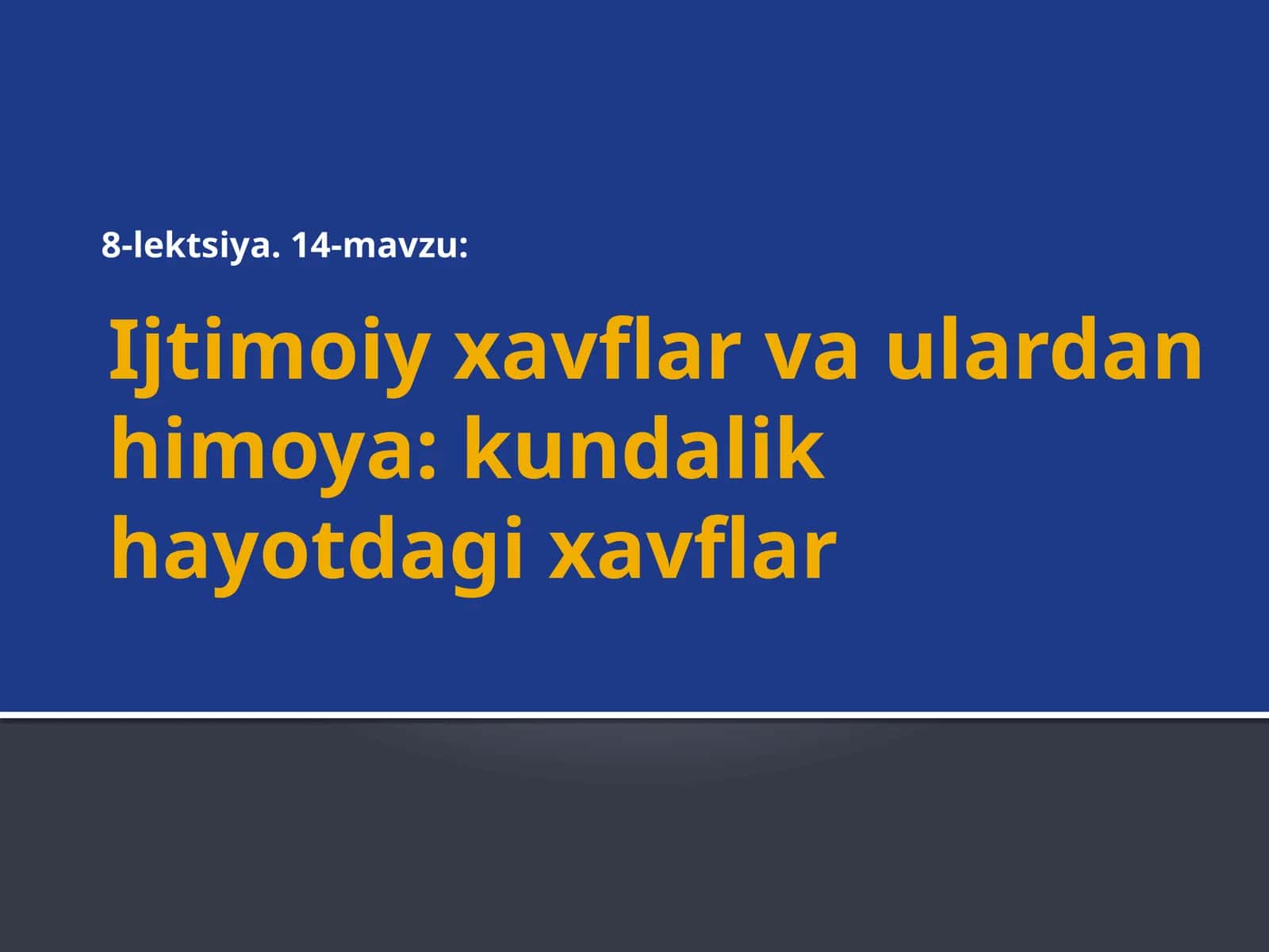 Maishiy hayotdagi xavflar va hayot xavfsizligi 1