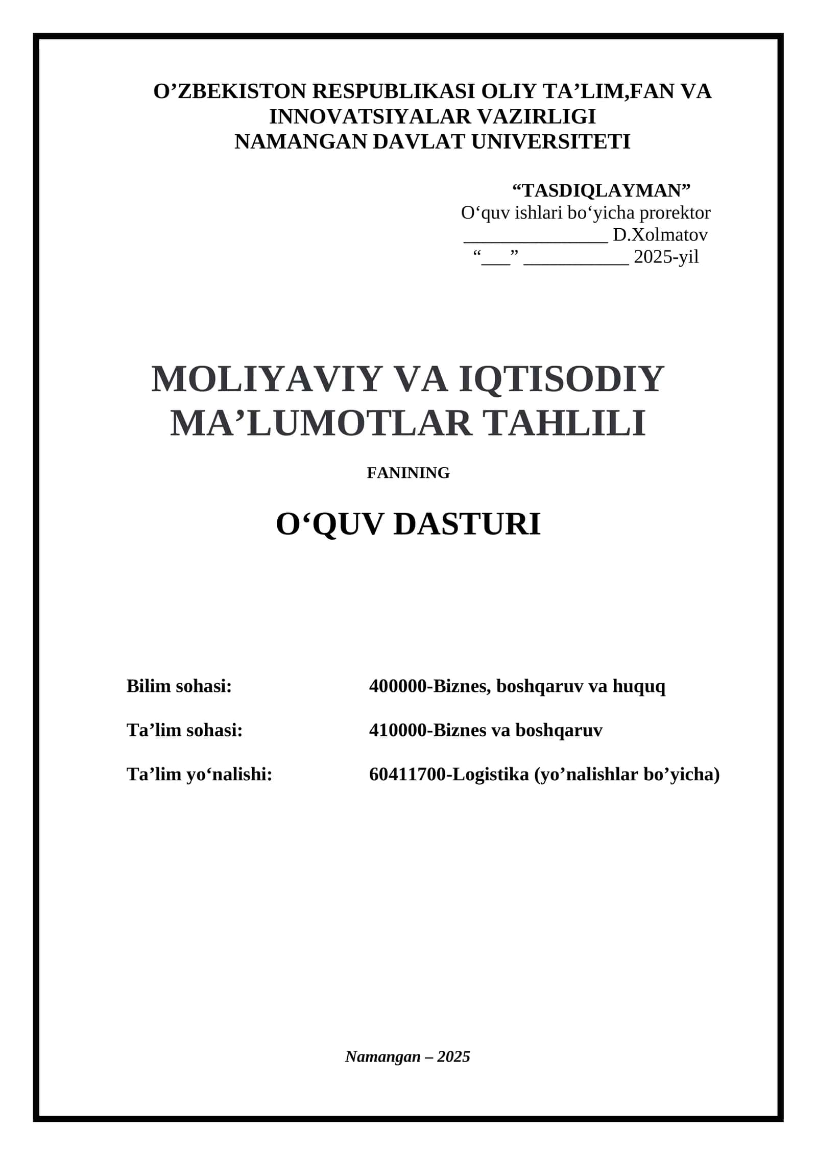 O‘Quv Dasturi 1