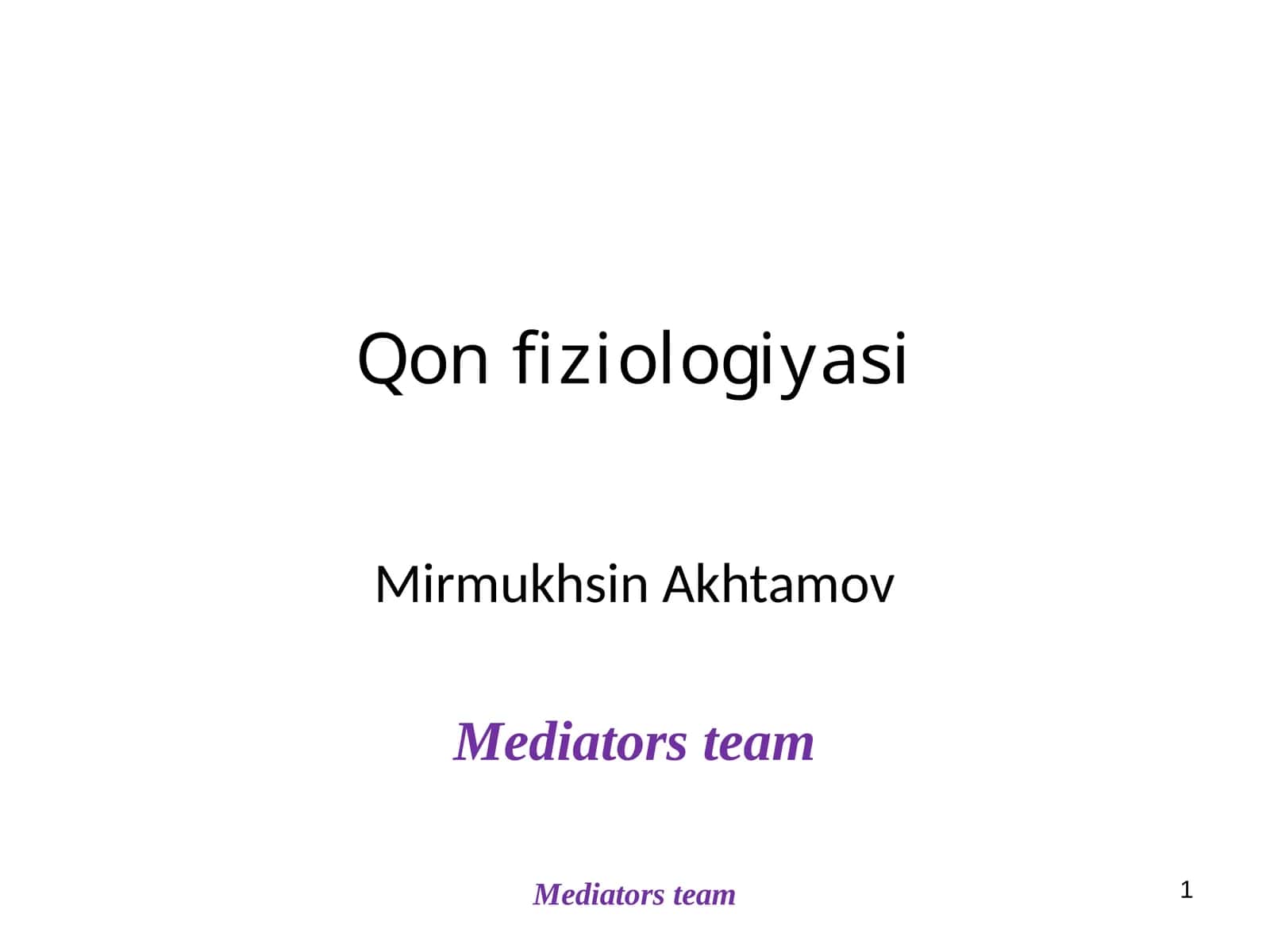 Qon fiziologiyasi 1
