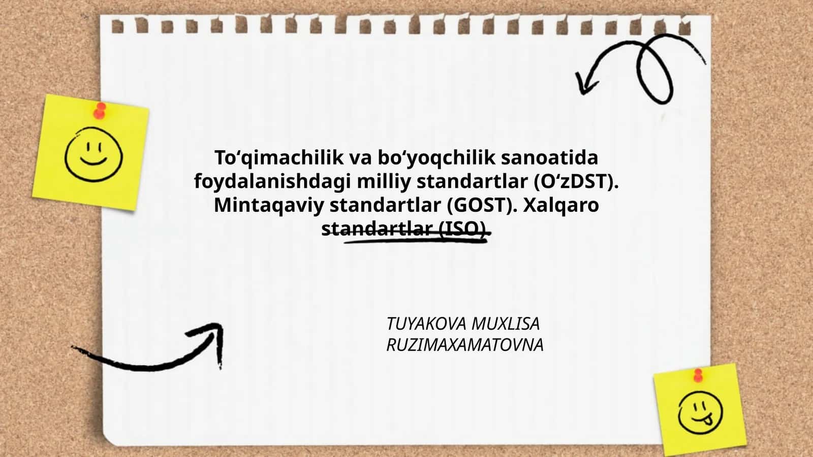 Toʻqimachilik va boʻyoqchilik sanoatida foydalanishdagi milliy standartlar (OʻzDST), Mintaqaviy standartlar (GOST), Xalqaro standartlar (ISO) 1
