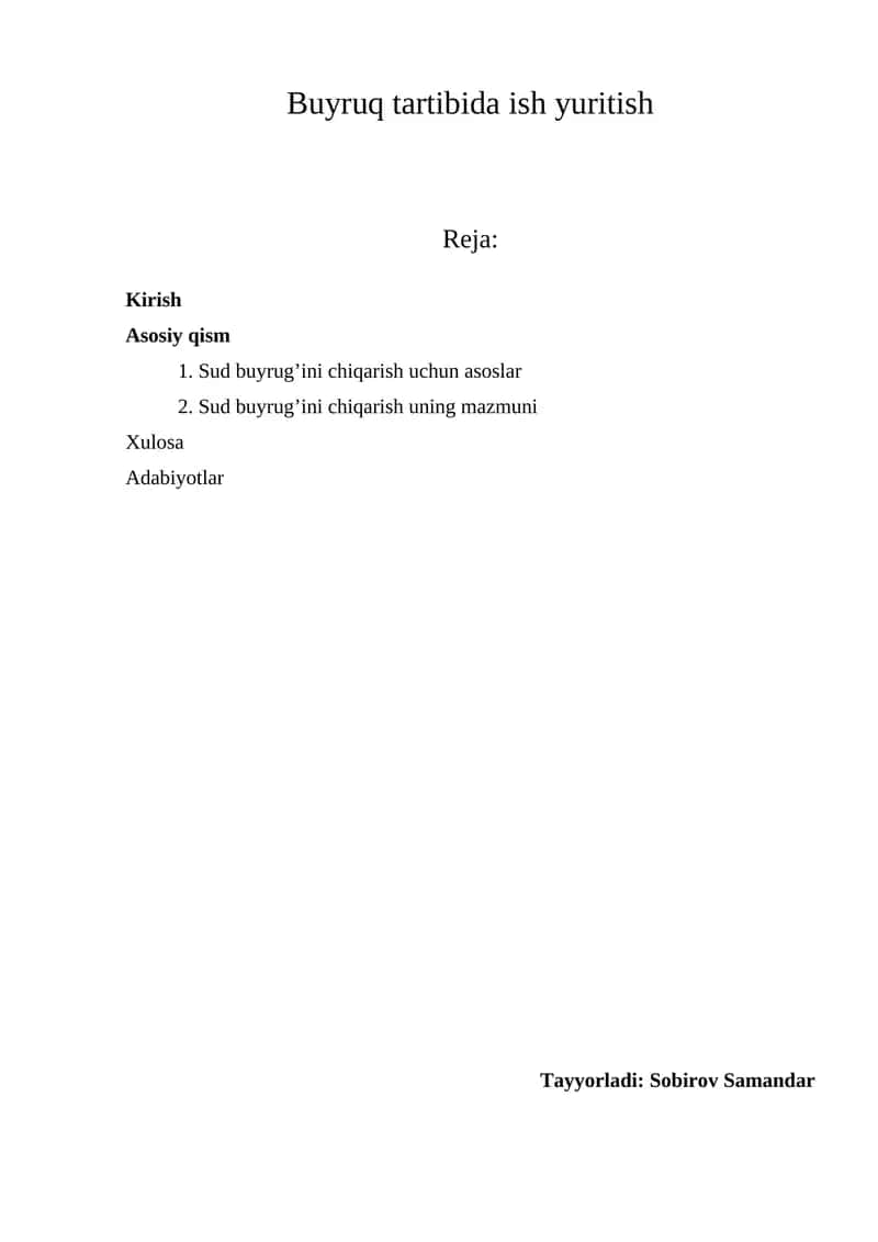 Buyruq tartibida ish yuritish 1