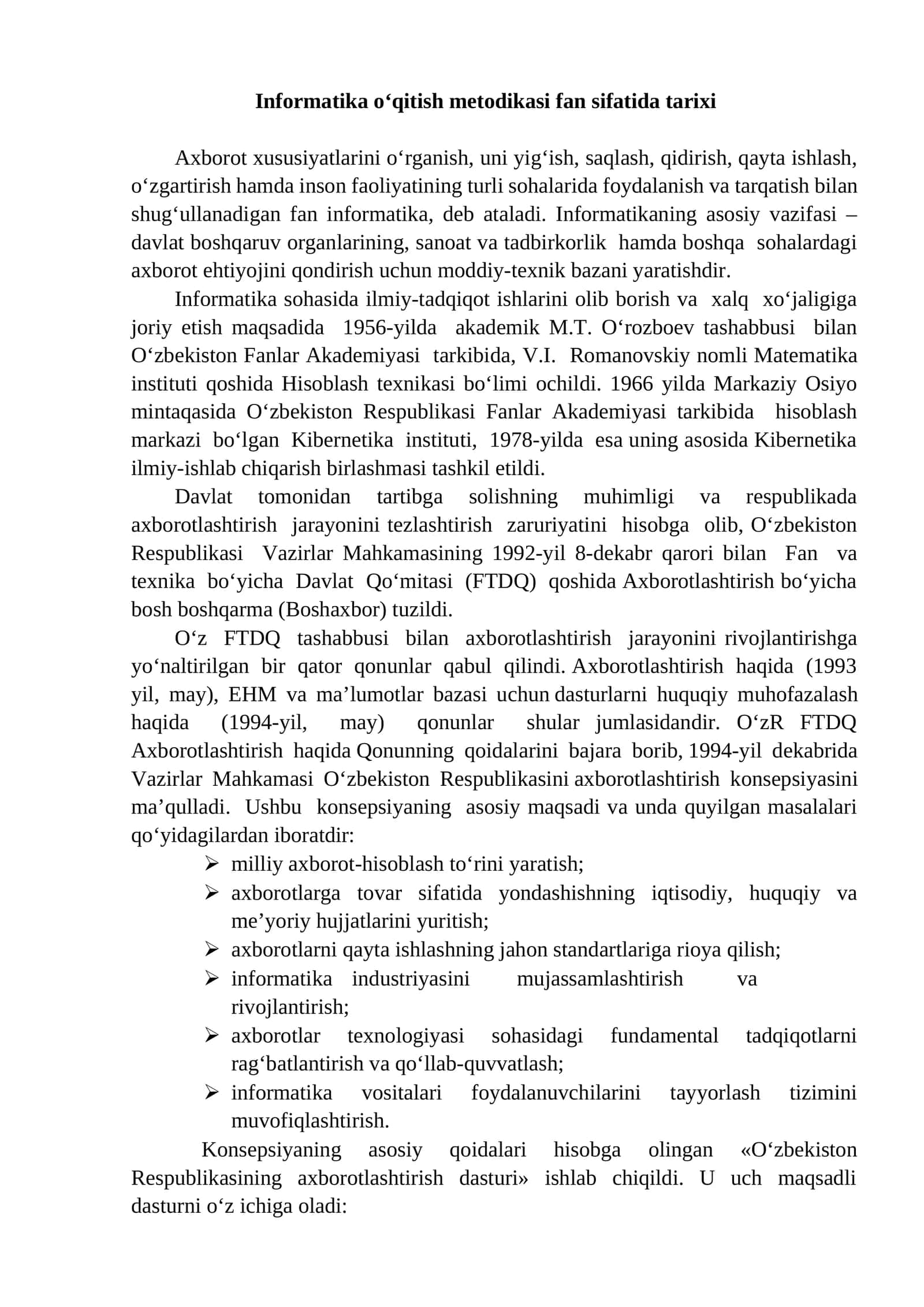 Informatika o‘qitish mеtodikasi fan sifatida tariхi 1