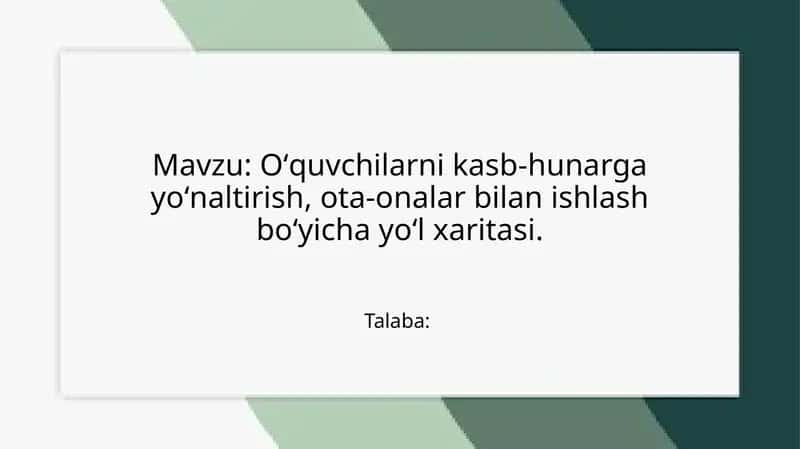 Oʻquvchilarning qiziqishlari va salohiyatini aniqlash uchun diagnostik tadqiqotlar 1
