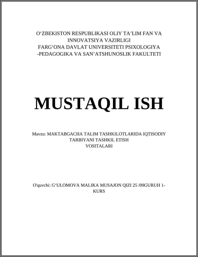 MAKTABGACHA TALIM TASHKILOTLARIDA IQTISODIY TARBIYANI TASHKIL ETISH VOSITALARI 1