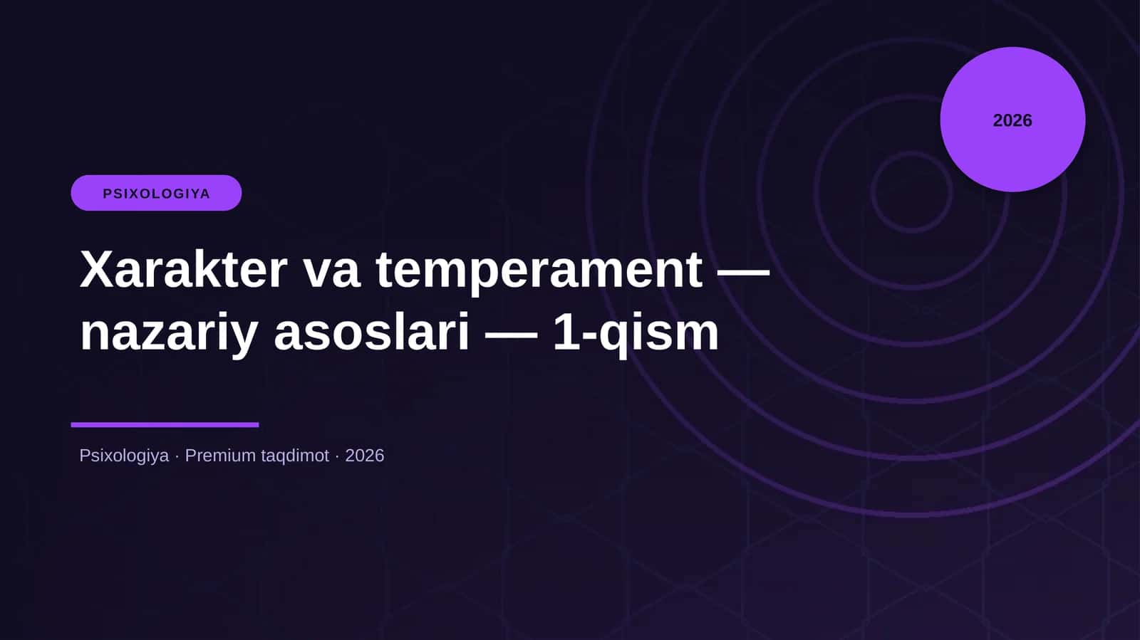 Xarakter va temperament — nazariy asoslari — 1-qism 1