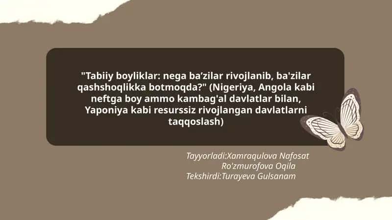 Tabiiy boyliklar: nega ba’zilar rivojlanib, ba'zilar qashshoqlikka botmoqda? 1