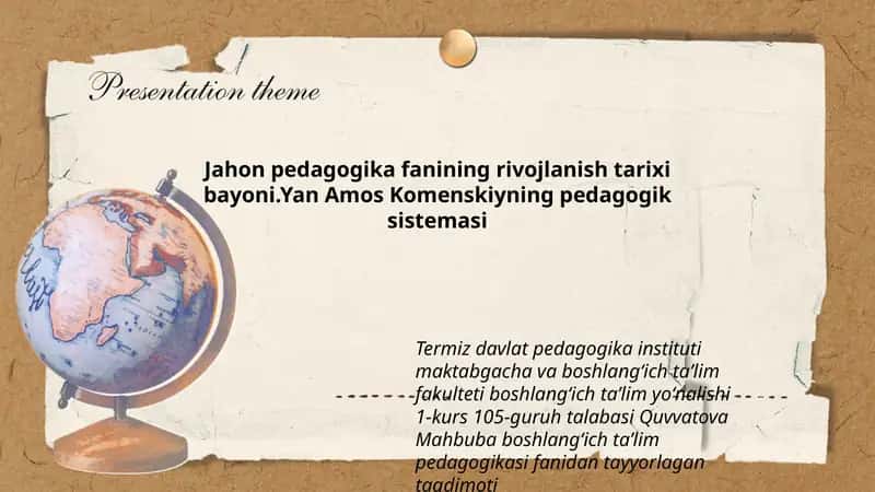 Jahon pedagogika fanining rivojlanish tarixi bayoni 1