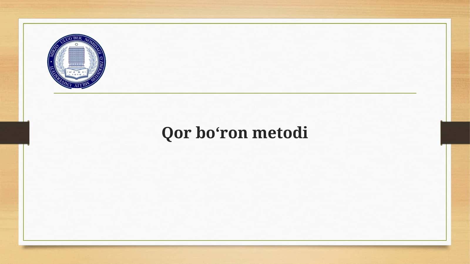 Qor bo‘ron metodi 1