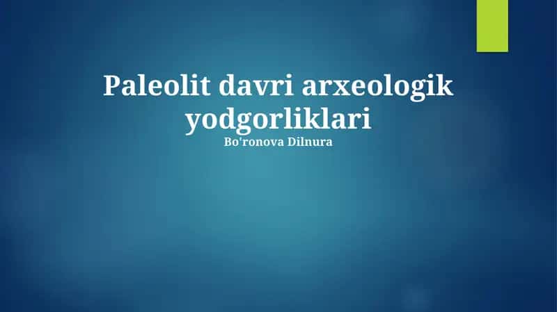 Paleolit davri arxeologik yodgorliklari 1