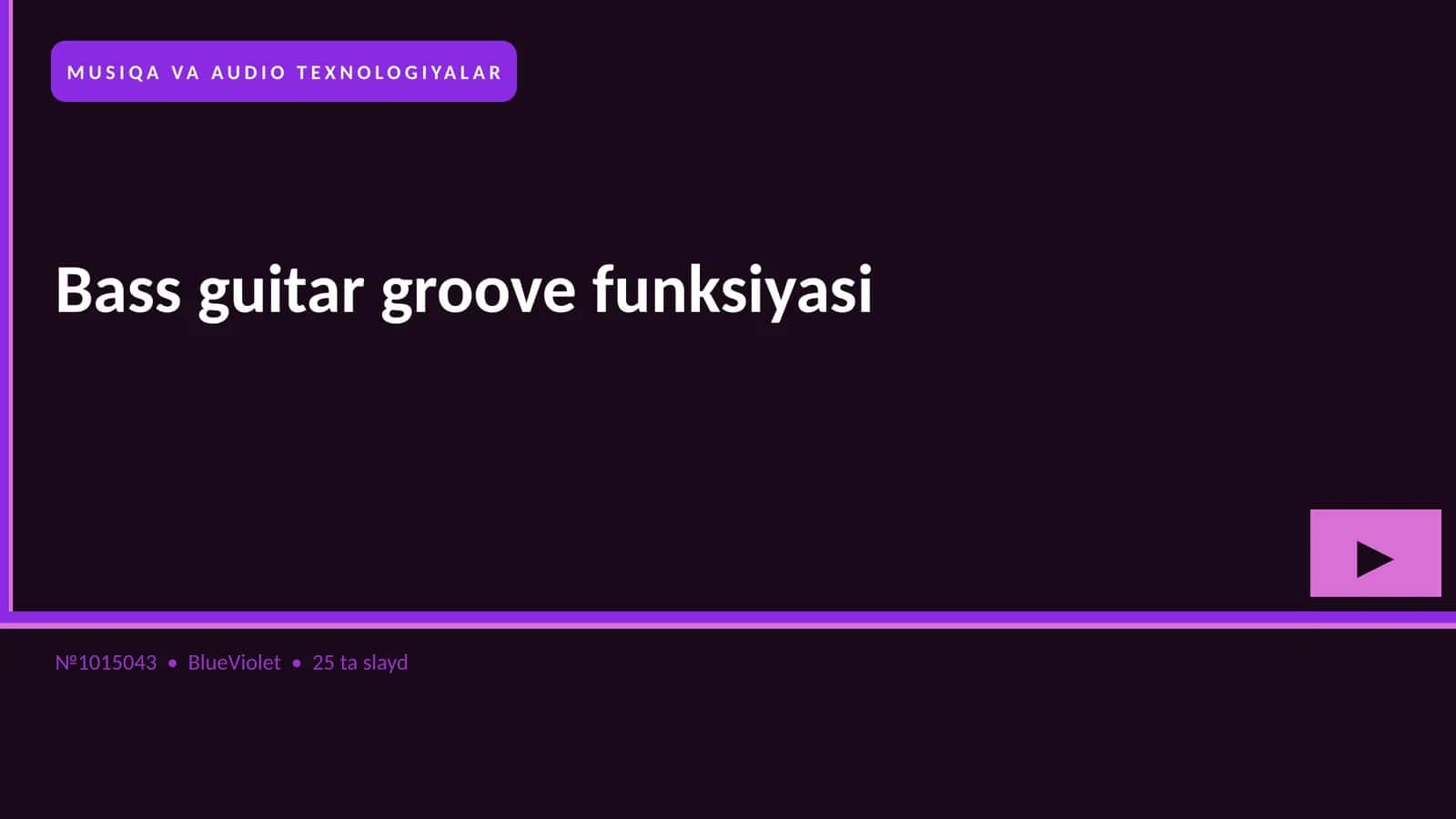 MUSIQA VA AUDIO TEXNOLOGIYALAR 1