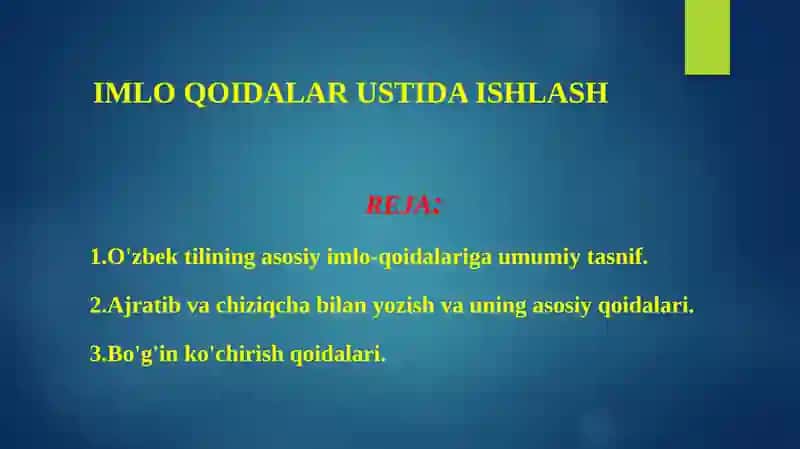 IMLO QOIDALAR USTIDA ISHLASH 1
