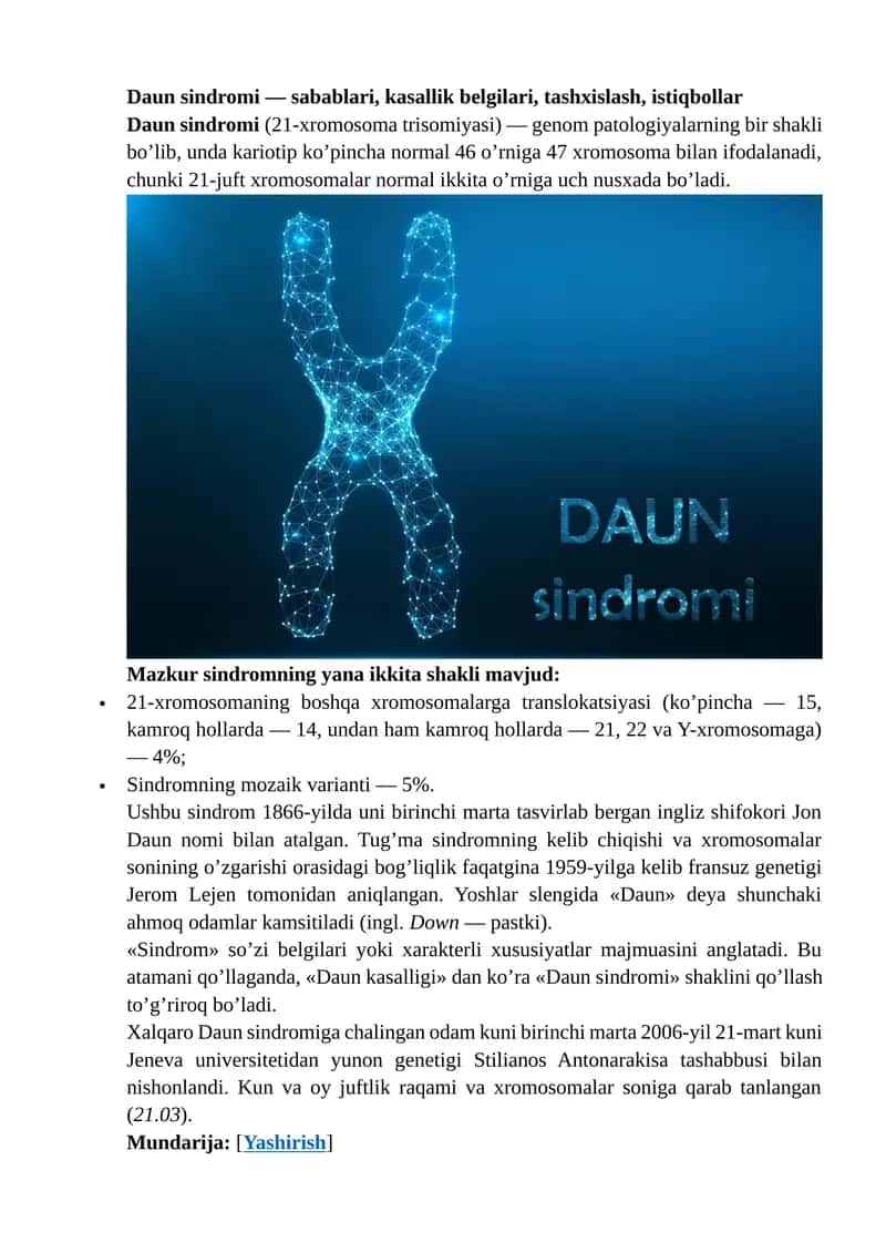 Daun sindromi 1