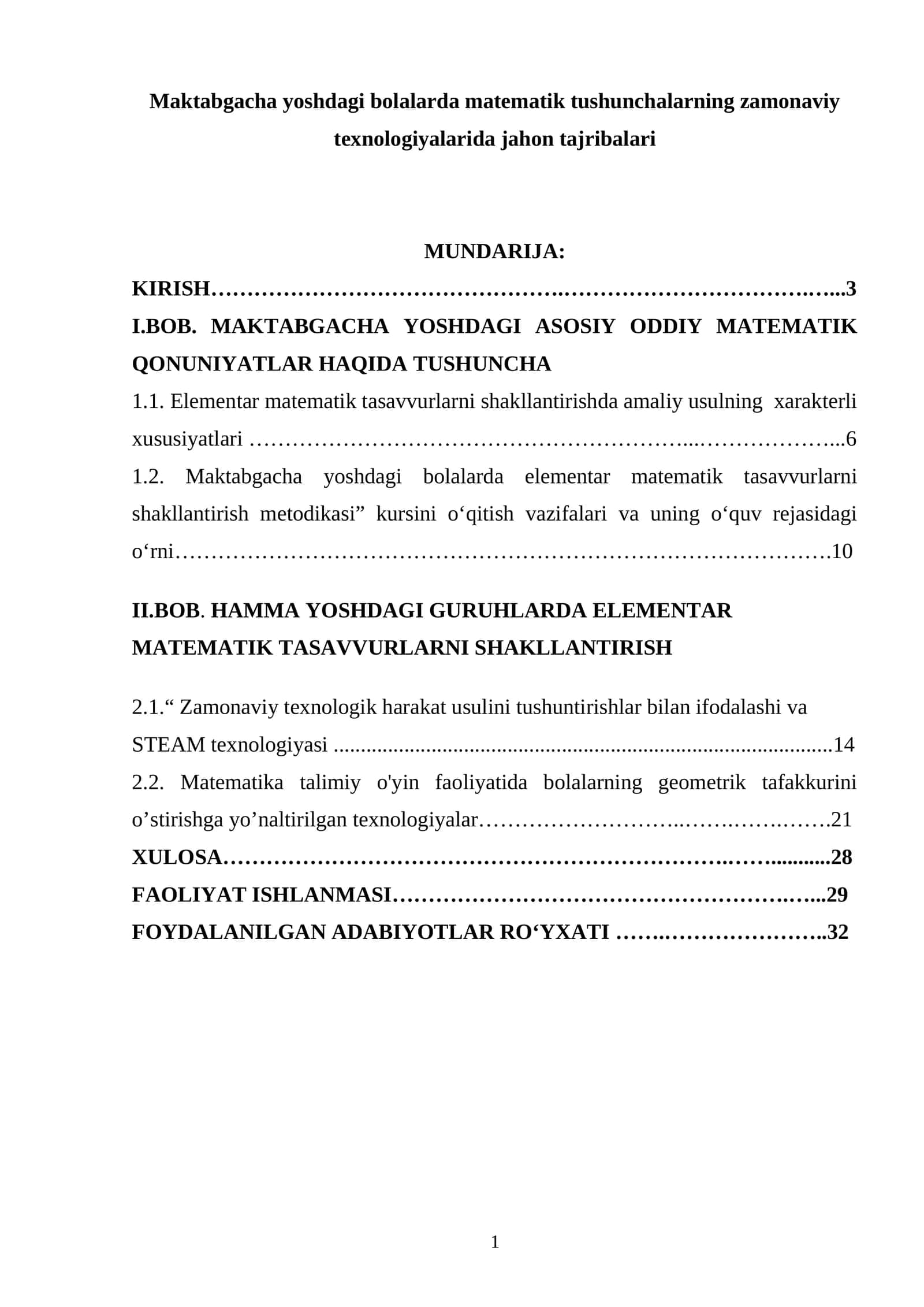 Maktabgacha yoshdagi bolalarda matematik tushunchalarning zamonaviy texnologiyalarida jahon tajribalari 1