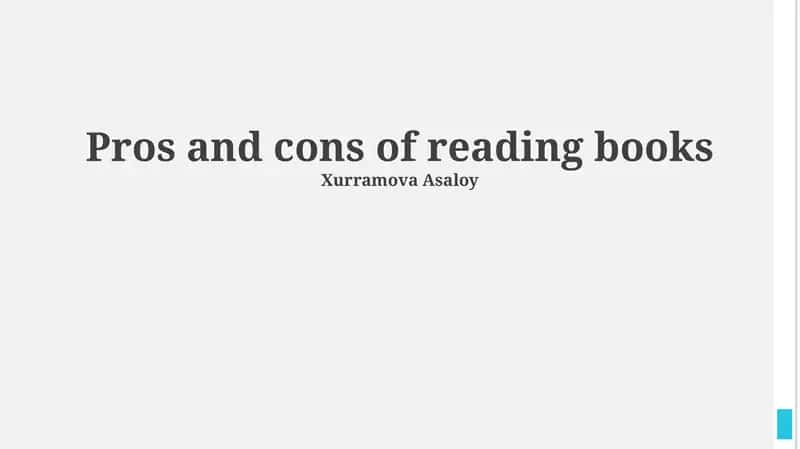 Pros and cons of reading books 1