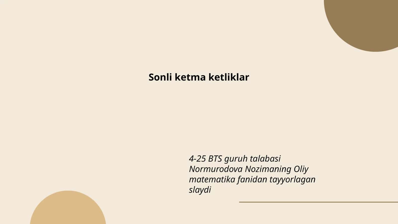 Sonli ketma-ketliklar 1