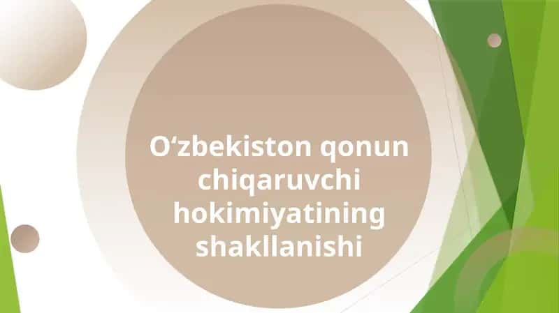 O‘zbekiston qonun chiqaruvchi hokimiyatining shakllanishi 1