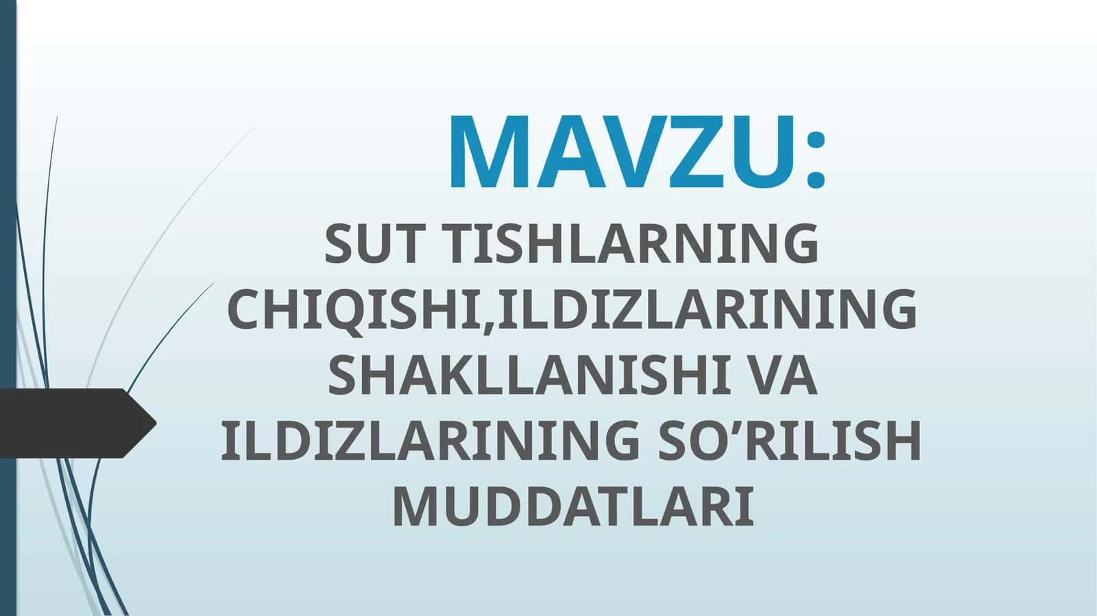 SUT TISHLARNING CHIQISHI,ILDIZLARINING SHAKLLANISHI VA ILDIZLARINING SO’RILISH MUDDATLARI 1