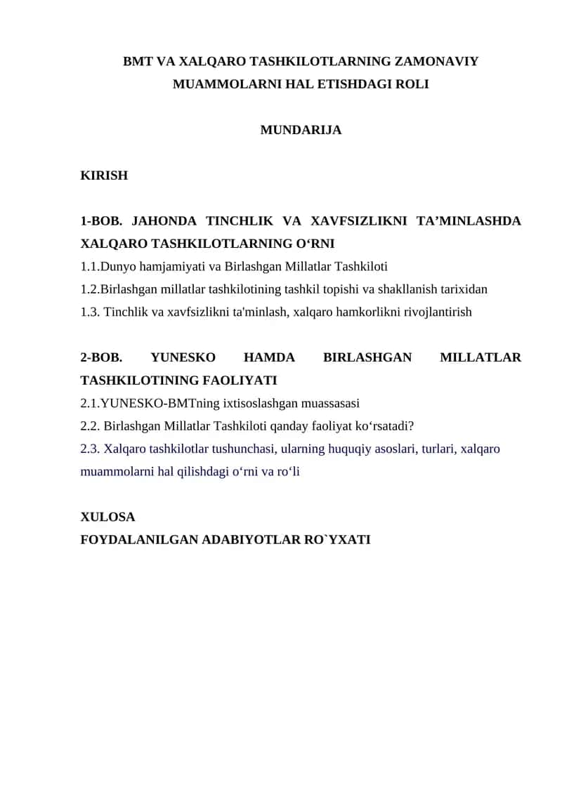Xalqaro Tashkilotlarning Rol 1