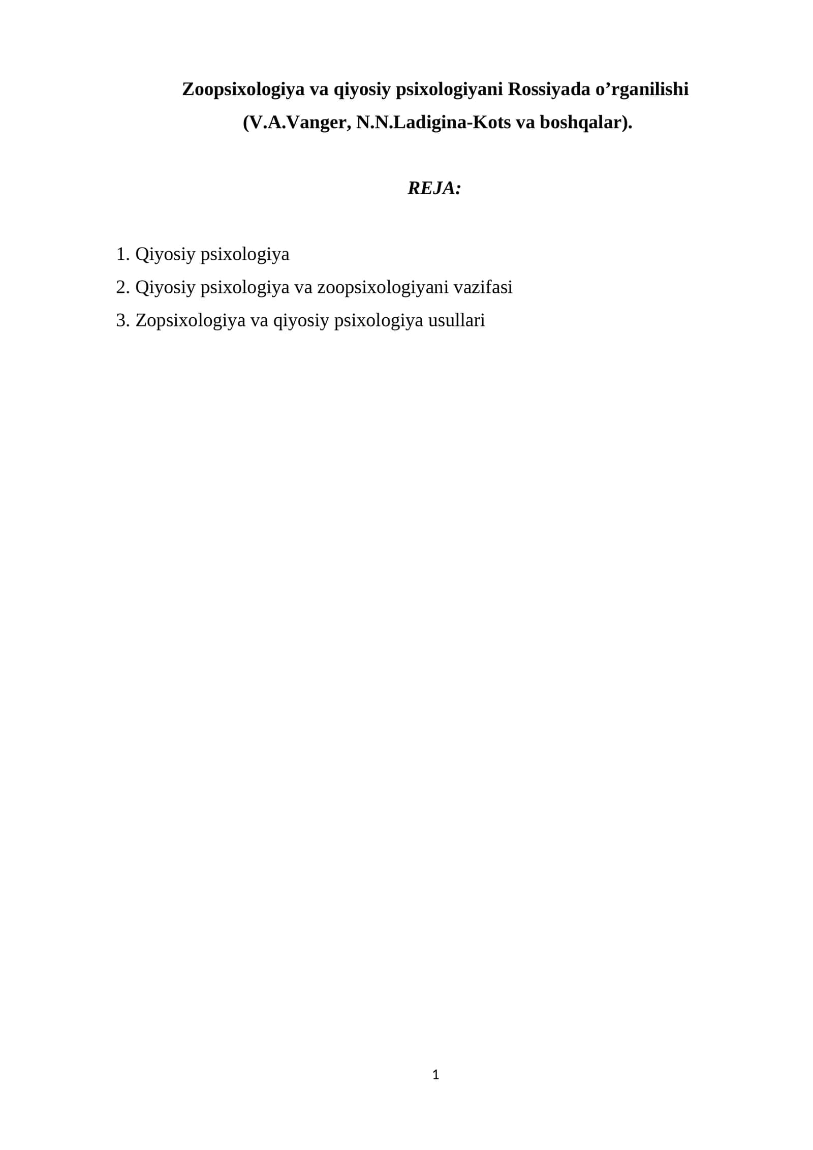 Zoopsixologiya va qiyosiy psixologiyani Rossiyada o’rganilishi 1
