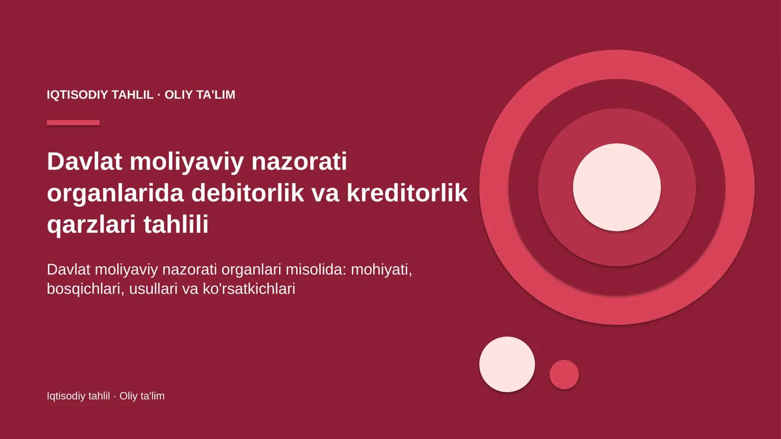 Davlat moliyaviy nazorati organlari debitorlik va kreditorlik qarzlari tahlili 1