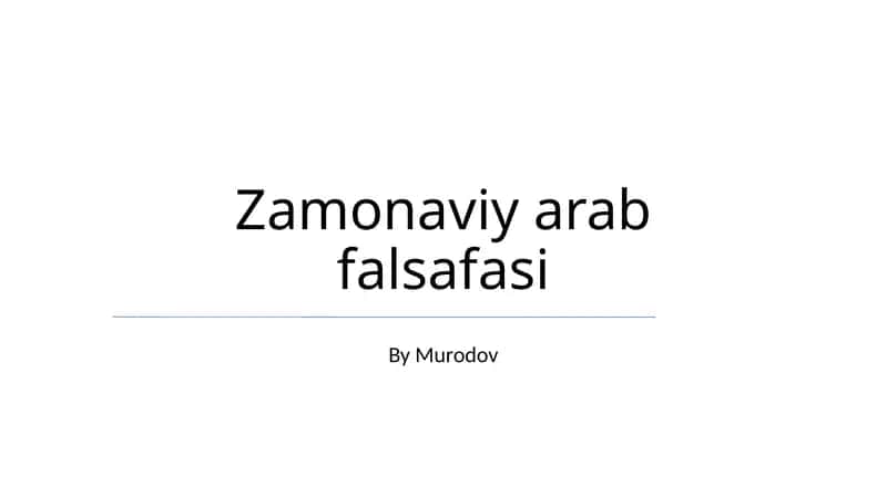 Zamonaviy Arab Falsafasi 1