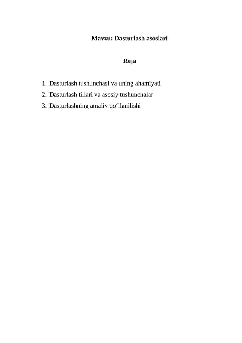 Dasturlash asoslari 1