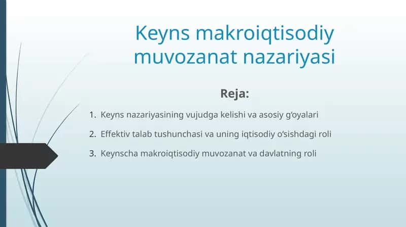 Keyns makroiqtisodiy muvozanat nazariyasi 1