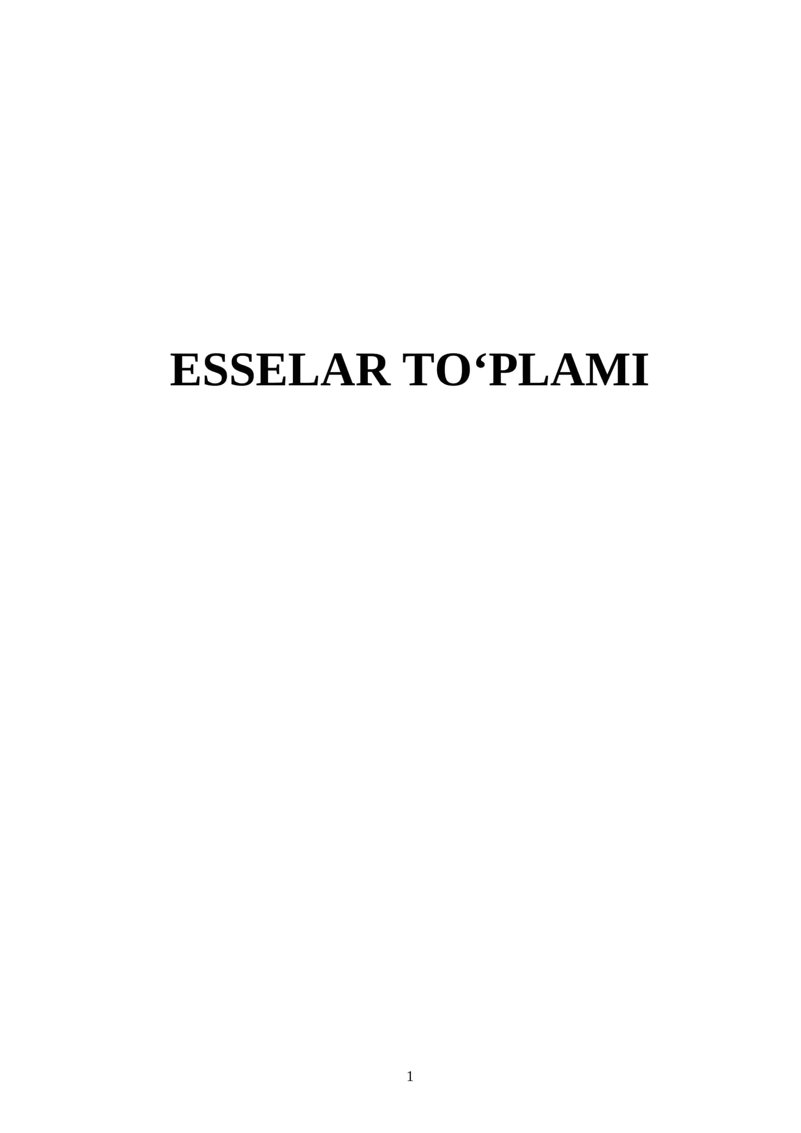 ESSELAR TO‘PLAMI 1