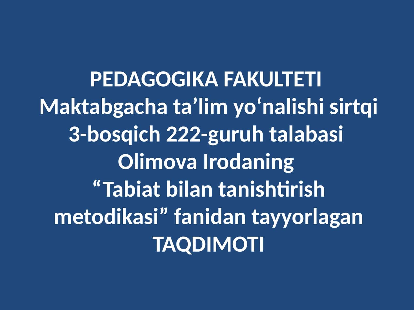 Tabiat bilan tanishtirish metodikasi 1