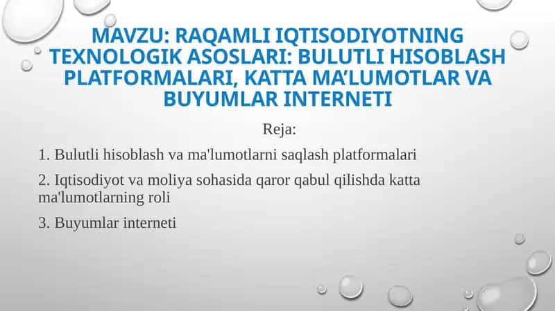 RAQAMLI IQTISODIYOTNING TEXNOLOGIK ASOSLARI 1