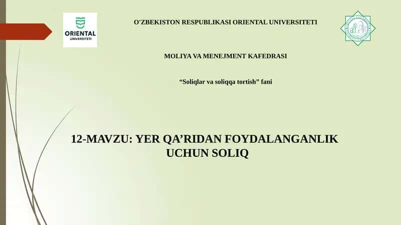 Yer qa’ri dan foydalanganlik uchun soliq 1