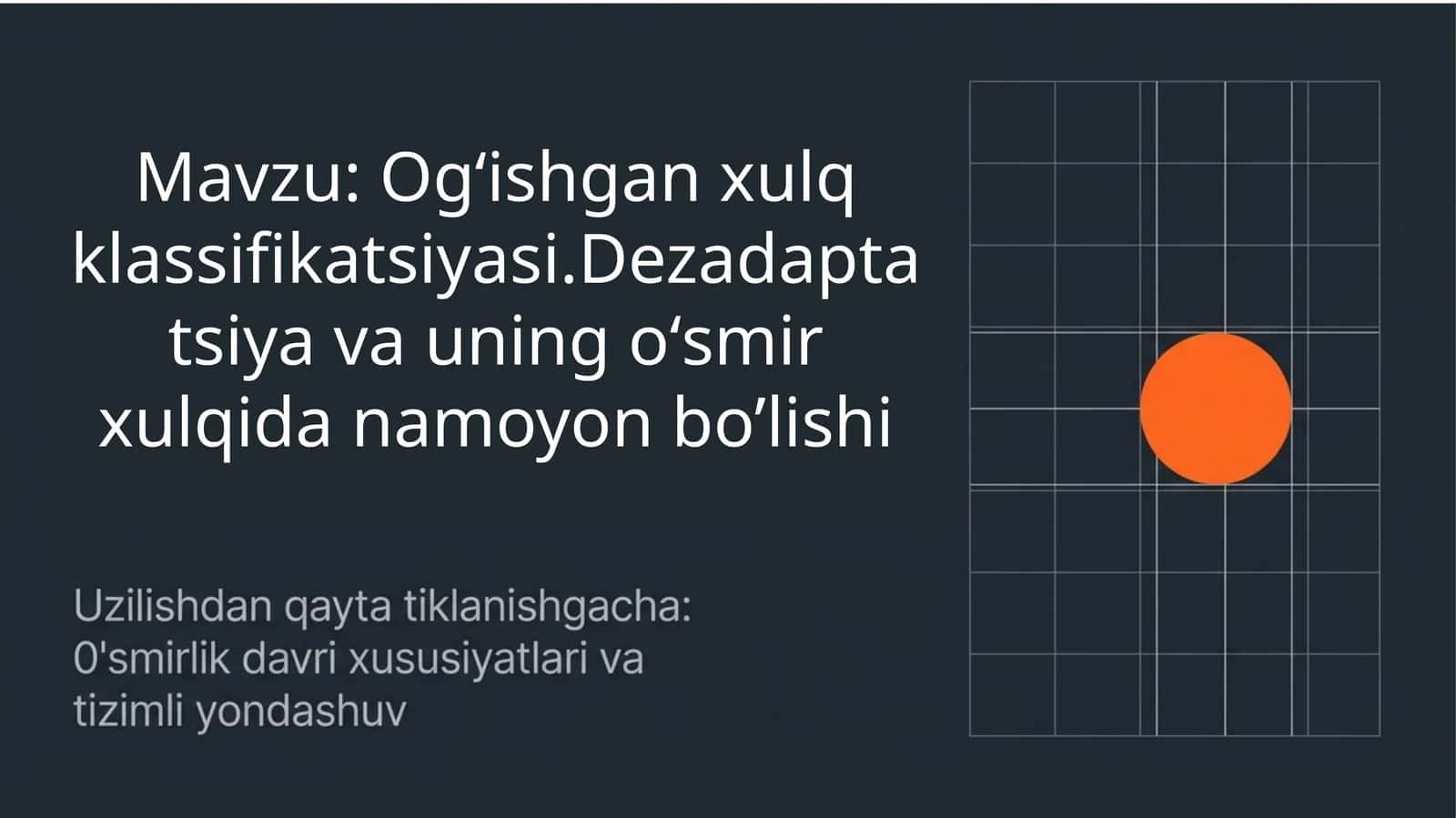 Og‘ishgan xulq klassifikatsiyasi 1