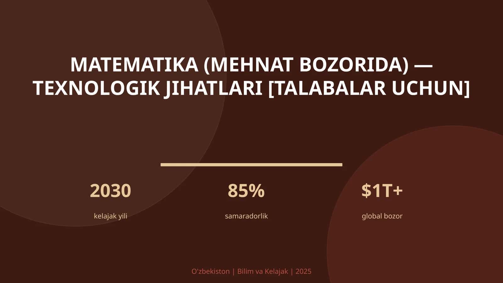 Matematika (mehnat bozorida) — texnologik jihatlari [talabalar uchun] 1