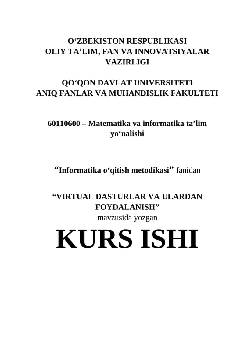 VIRTUAL DASTURLAR VA ULARDAN FOYDALANISH 1