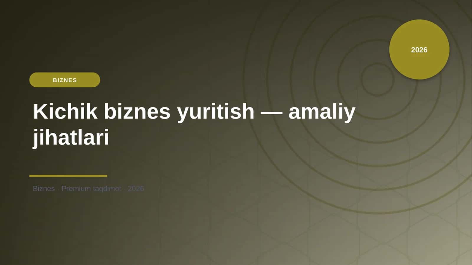Kichik biznes yuritish — amaliy jihatlari 1