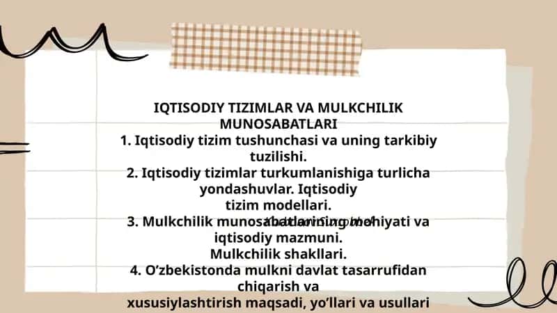 IQTISODIY TIZIMLAR VA MULKCHILIK MUNOSABATLARI 1