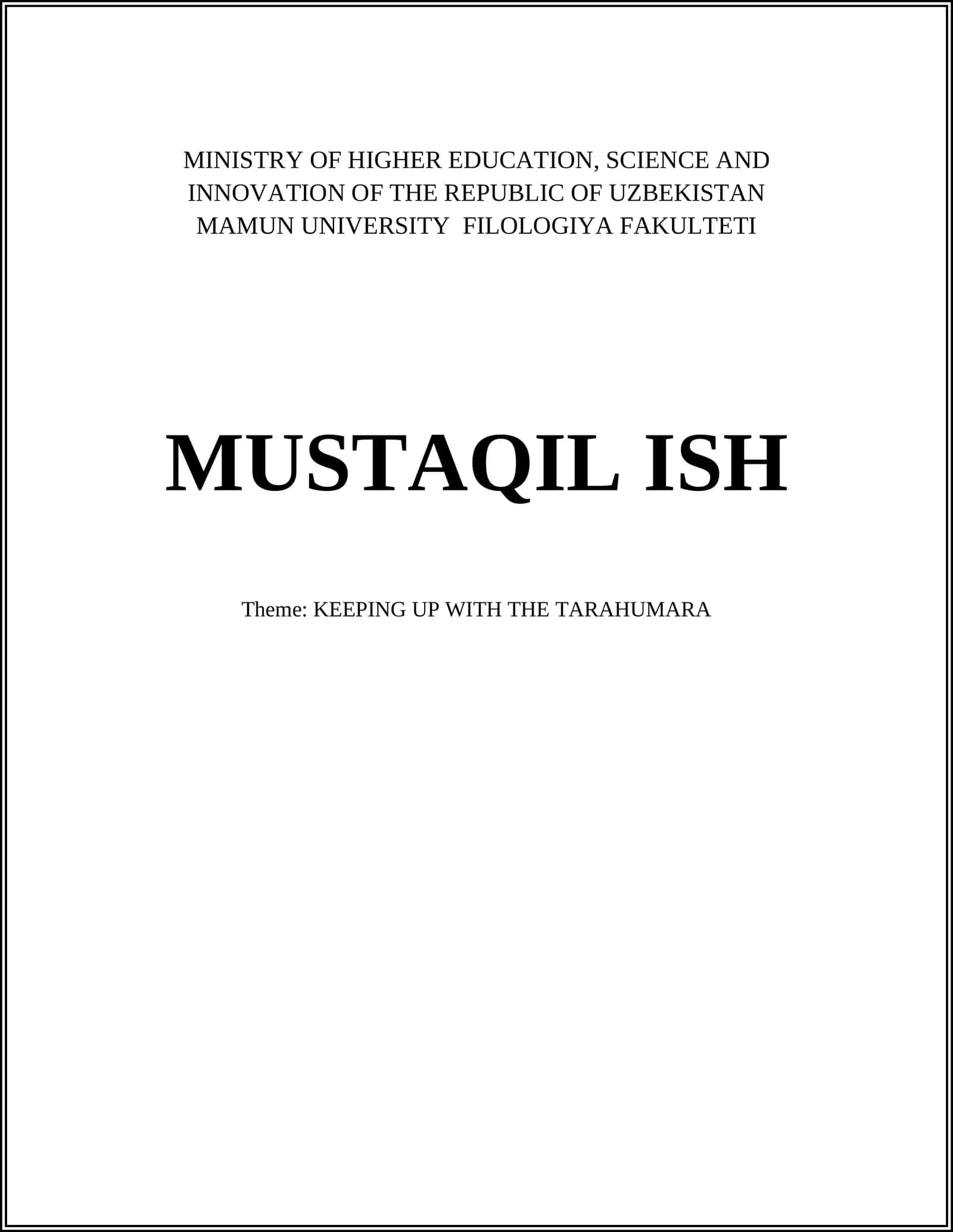 MAMUN UNIVERSITY MUSTAQIL ISH - KEEPING UP WITH THE TARAHUMARA 1