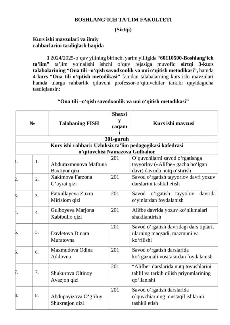 Ona tili –o‘qish savodxonlik va uni o‘qitish metodikasi 1