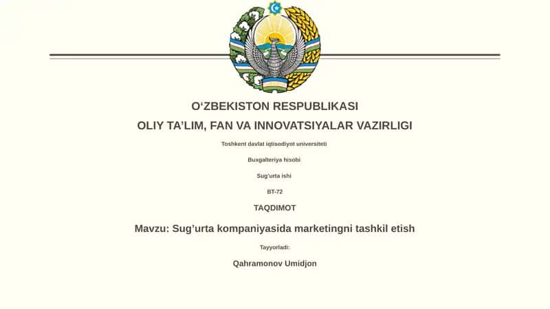 Sug’urta kompaniyasida marketingni tashkil etish 1