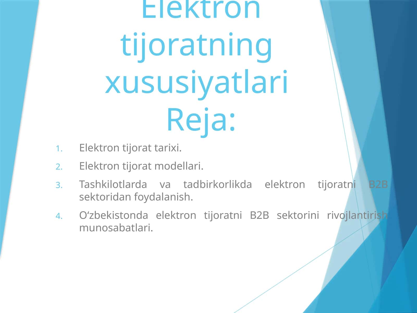 Elektron tijoratning xususiyatlari 1