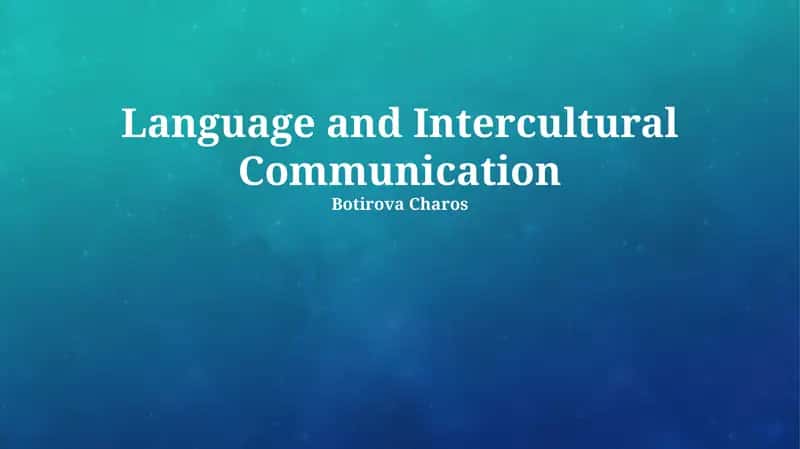 Language and Intercultural Communication 1