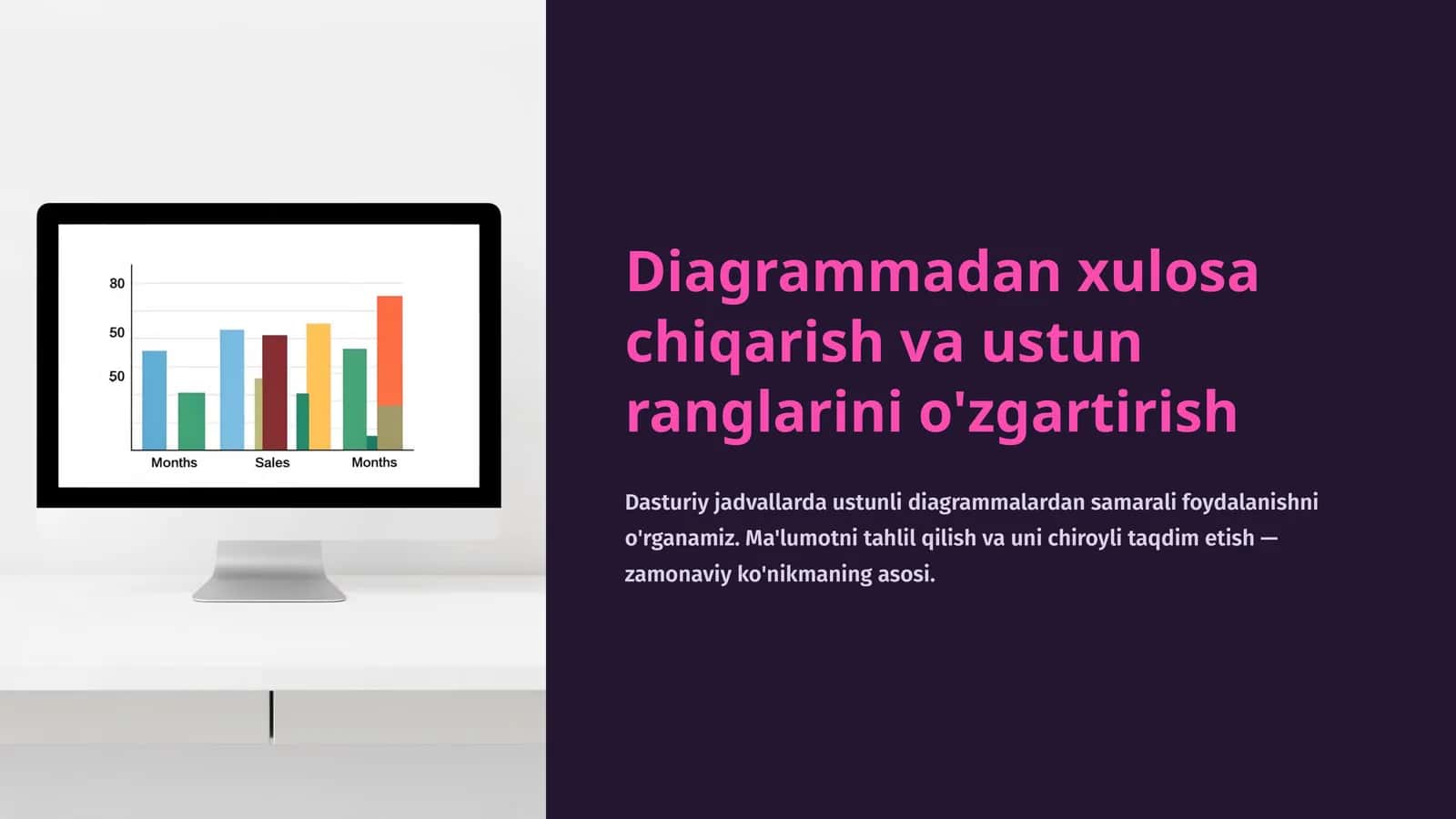 Diagrammadan xulosa chiqarish va ustun ranglarini o'zgartirish 1